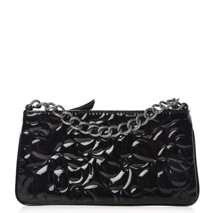 Chanel Patent Camellia Embossed Pochette Black 1 of 8