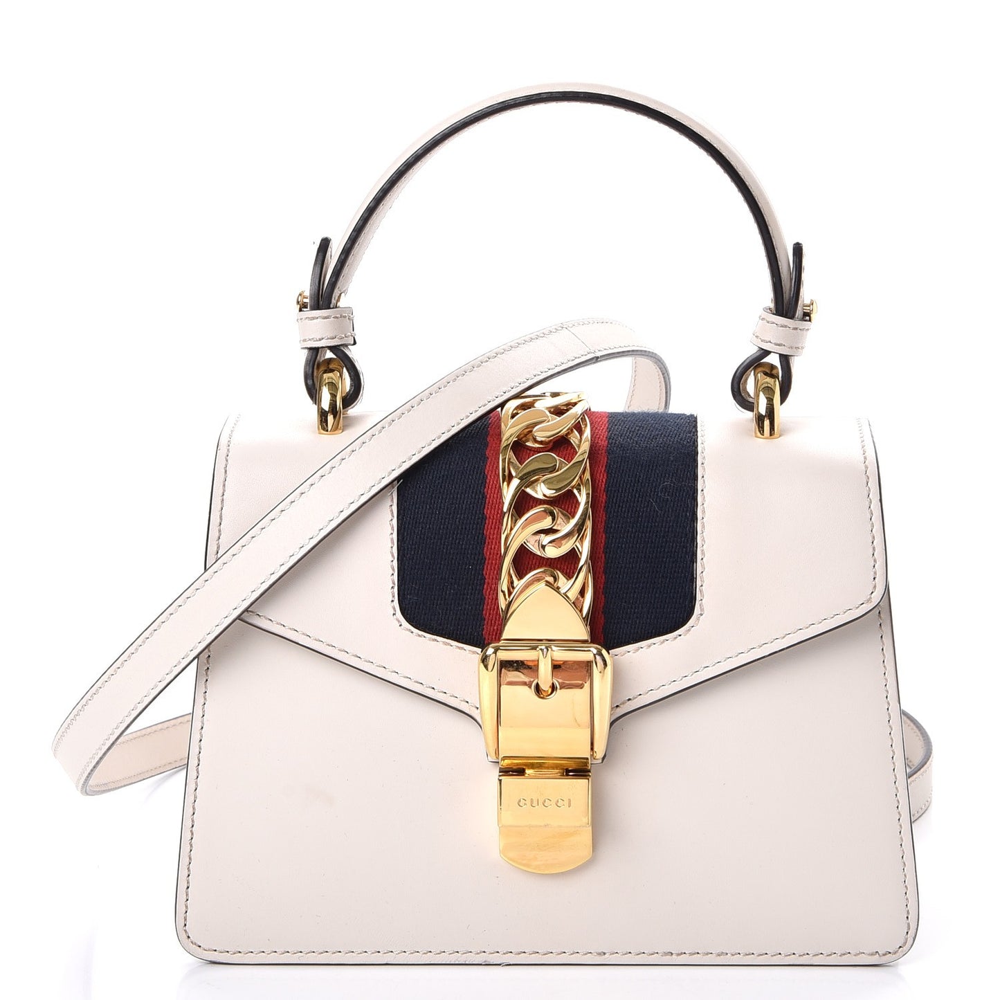 Calfskin Mini Sylvie Top Handle Bag White
