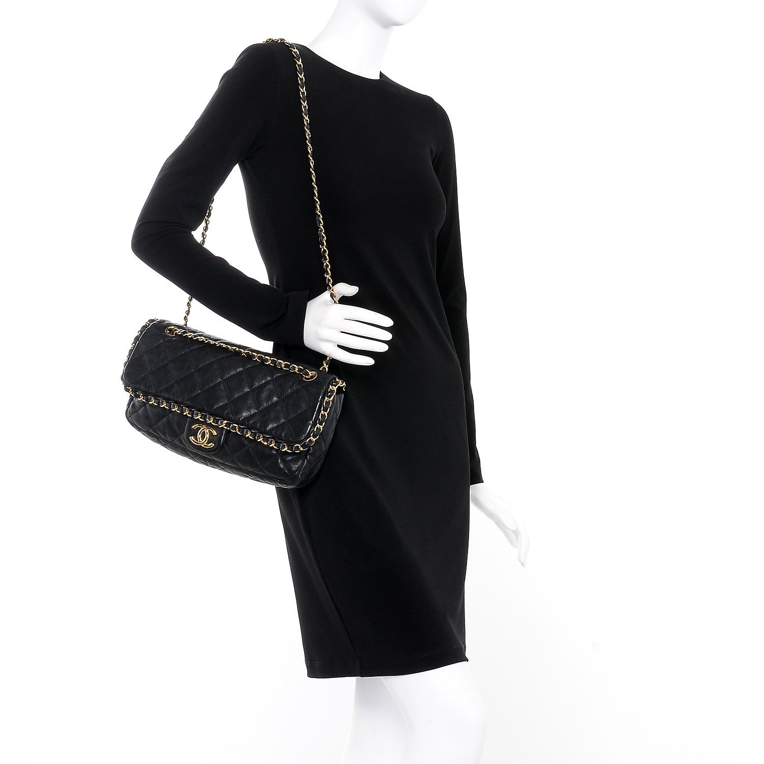 Chanel Calfskin Quilted Medium Chain Me Flap Black 2 of 8