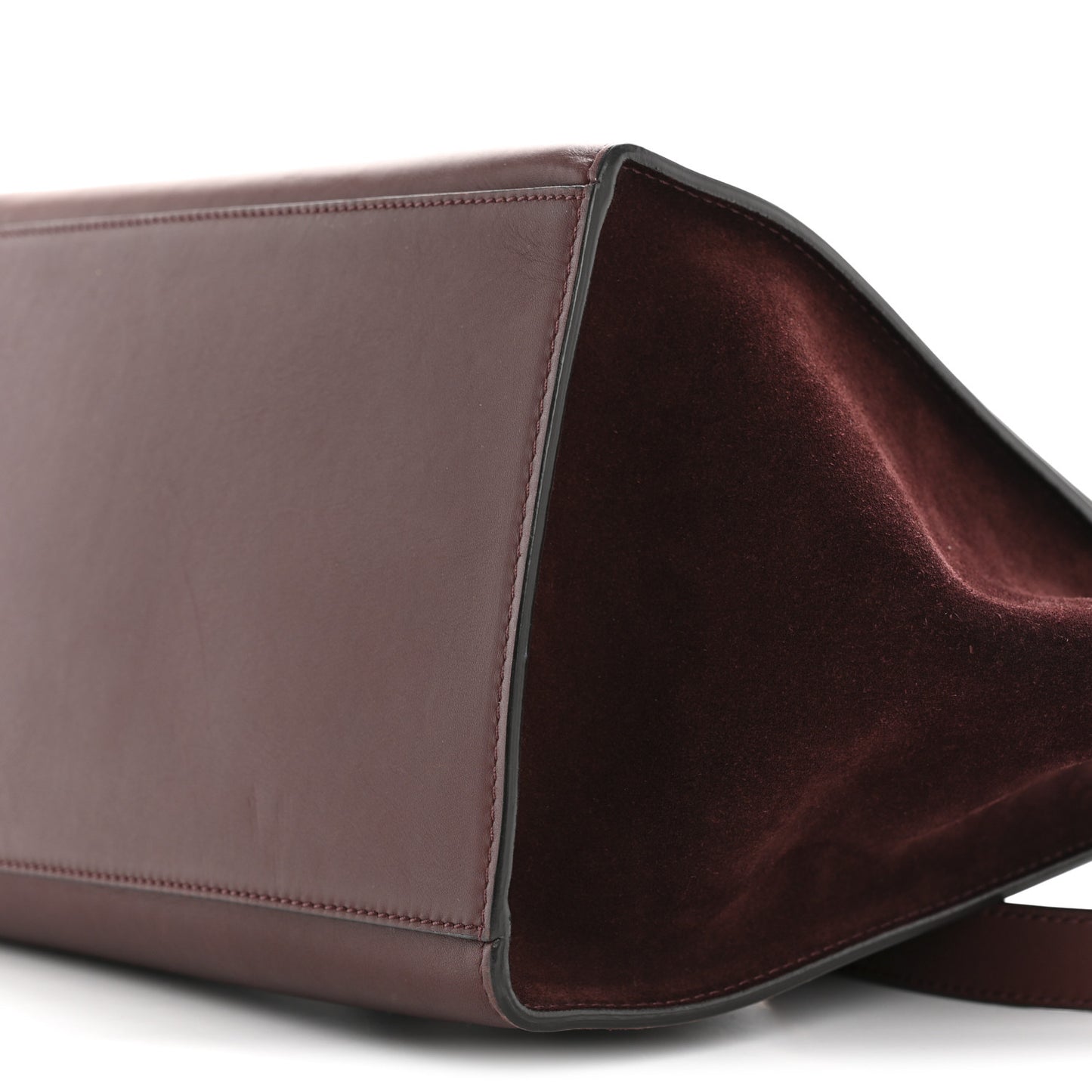 Smooth Calfskin Suede Medium Trapeze Burgundy