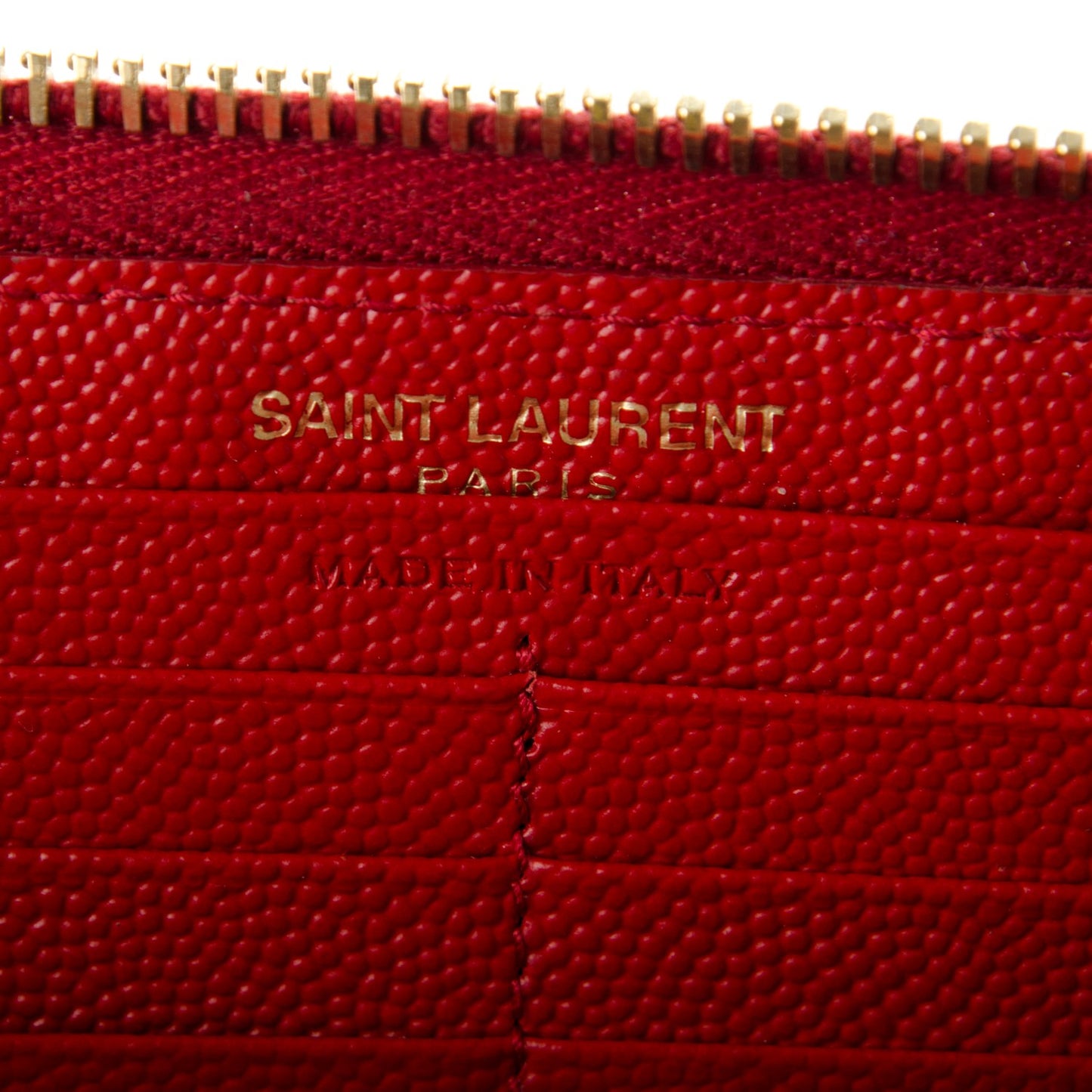 Grain De Poudre Matelasse Chevron Monogram Zip Around Wallet Red