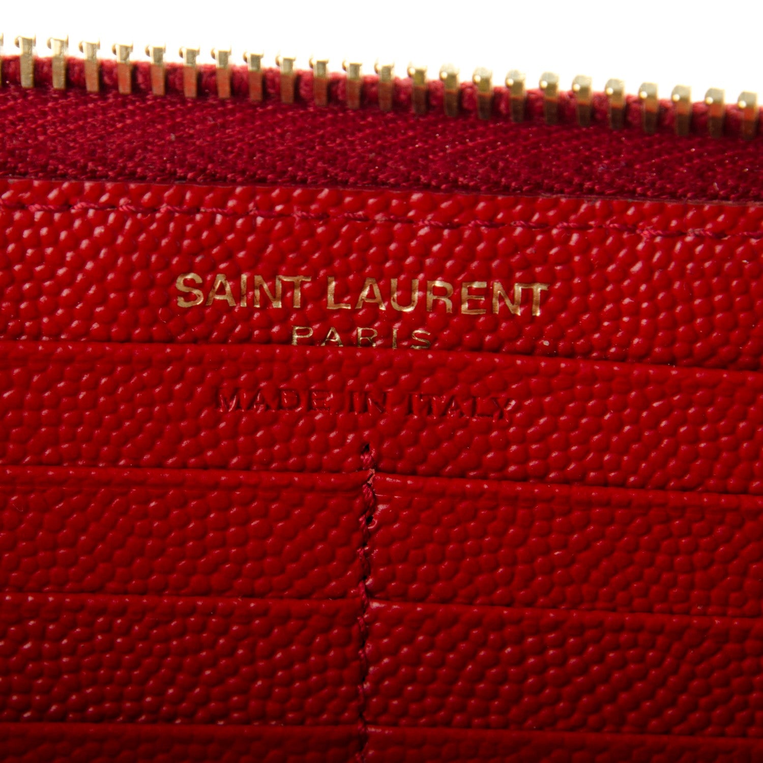 Saint Laurent Grain De Poudre Matelasse Chevron Monogram Zip Around Wallet Red 6 of 6