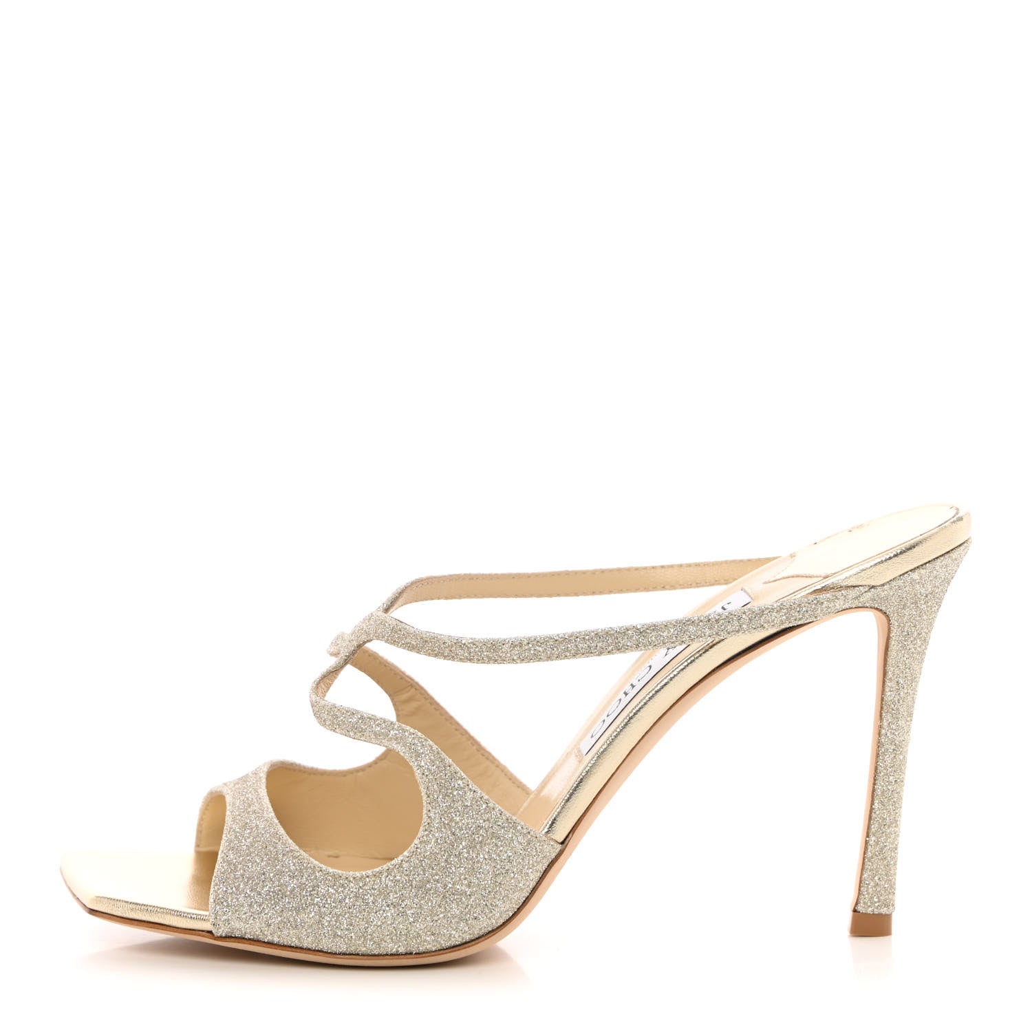 Jimmy Choo Dusty Glitter Anise 95 Sandals 39.5 Platinum Ice 1 of 12