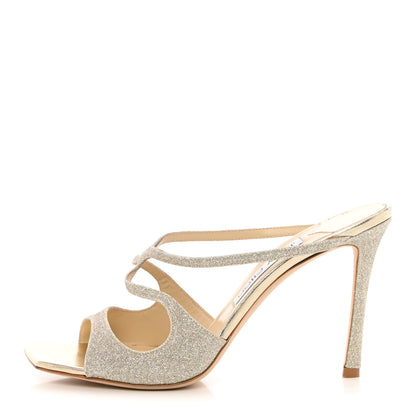 Jimmy Choo Dusty Glitter Anise 95 Sandals 39.5 Platinum Ice 1 of 12