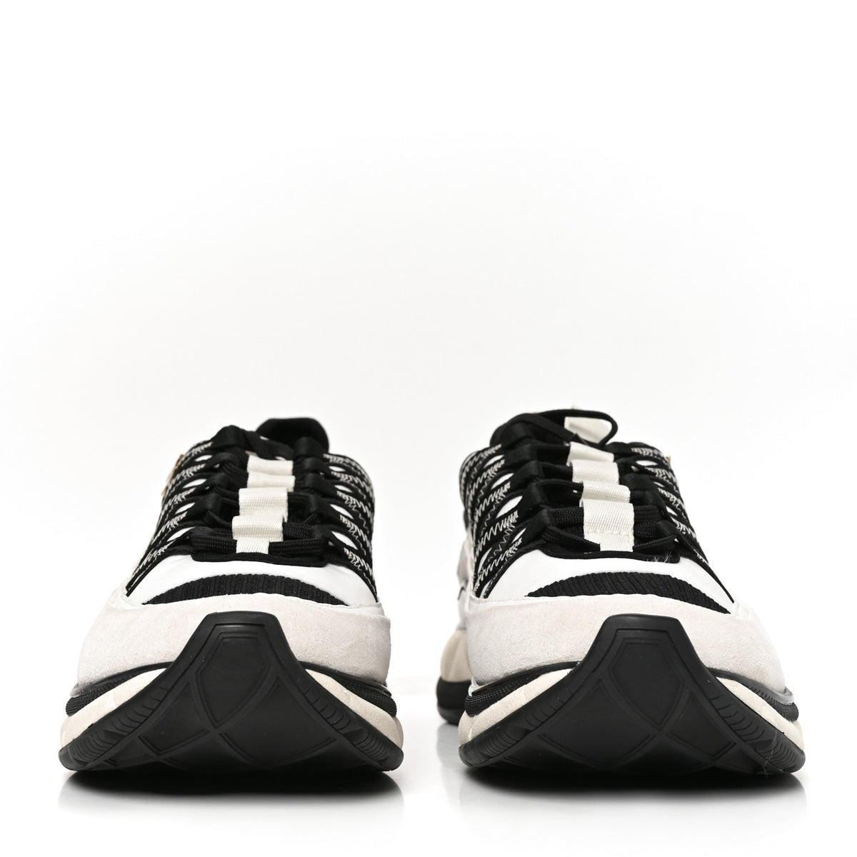 Fabric Suede Calfskin Sneakers 41 White Black