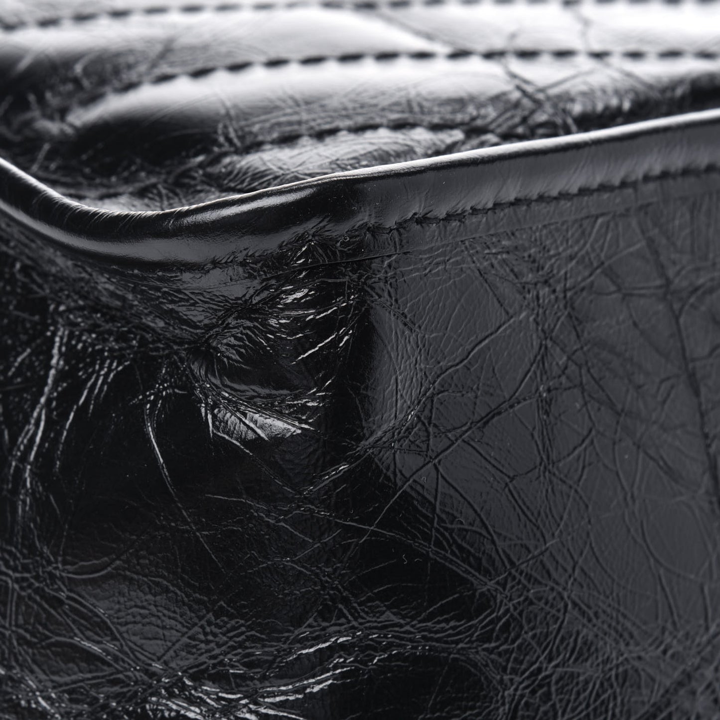 Crinkled Calfskin Matelasse Monogram Medium Niki Chain Satchel Black
