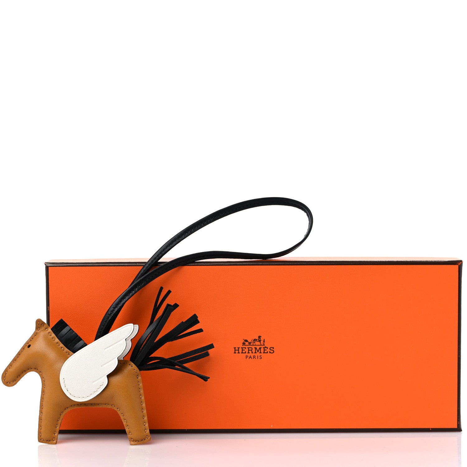 Hermes Milo Lambskin Grigri Rodeo Pegase Horse Bag Charm PM Sesame Black Nata 5 of 5