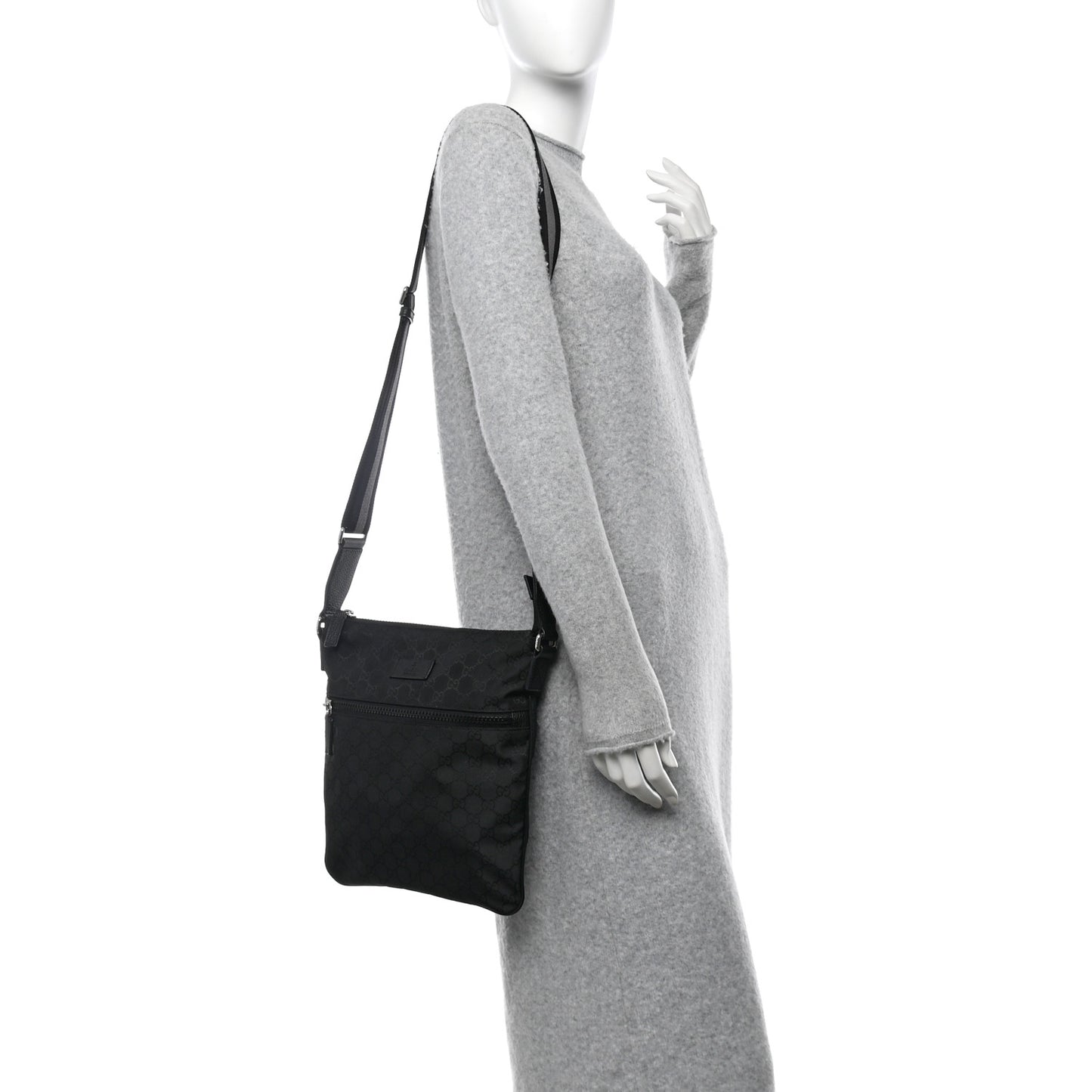 Nylon Monogram Small Flat Messenger Bag Black