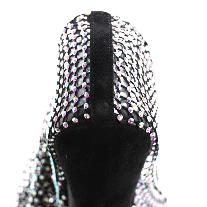 Saint Laurent Mesh Crystal 68 Knee High Boots 41 Black 8 of 9