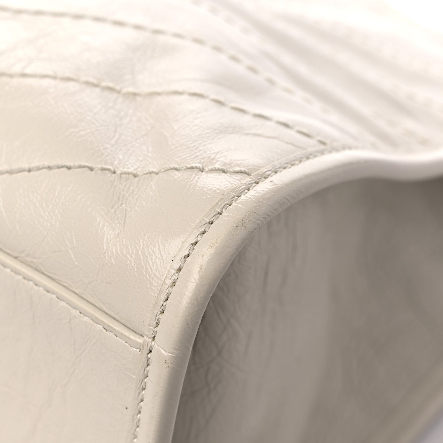 Crinkled Calfskin Matelasse Monogram Large Niki Shopper Tote Cream Soft