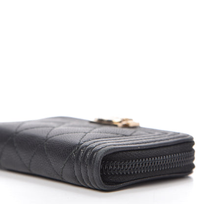 Chanel Caviar Quilted Boy Zip Around Coin Purse Wallet Black 7 of 11