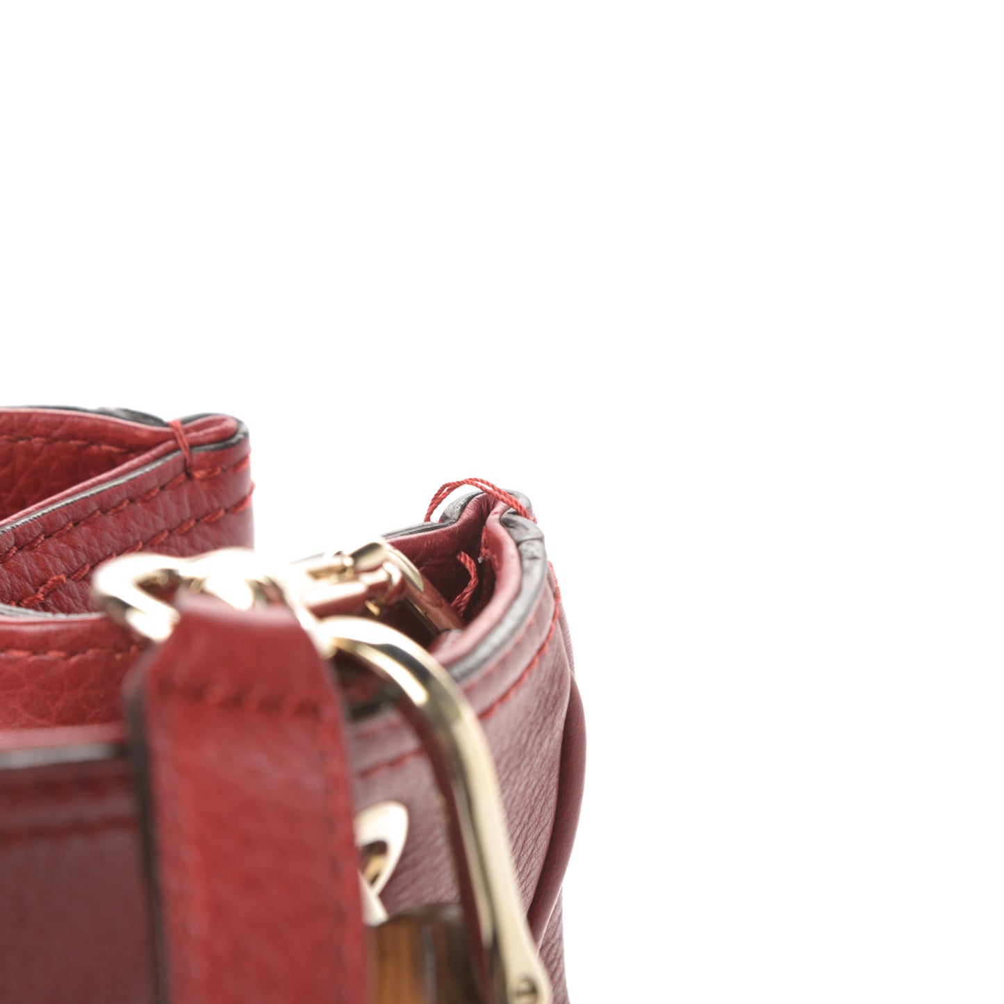 Calfskin Small Bamboo Shopper Tote Red