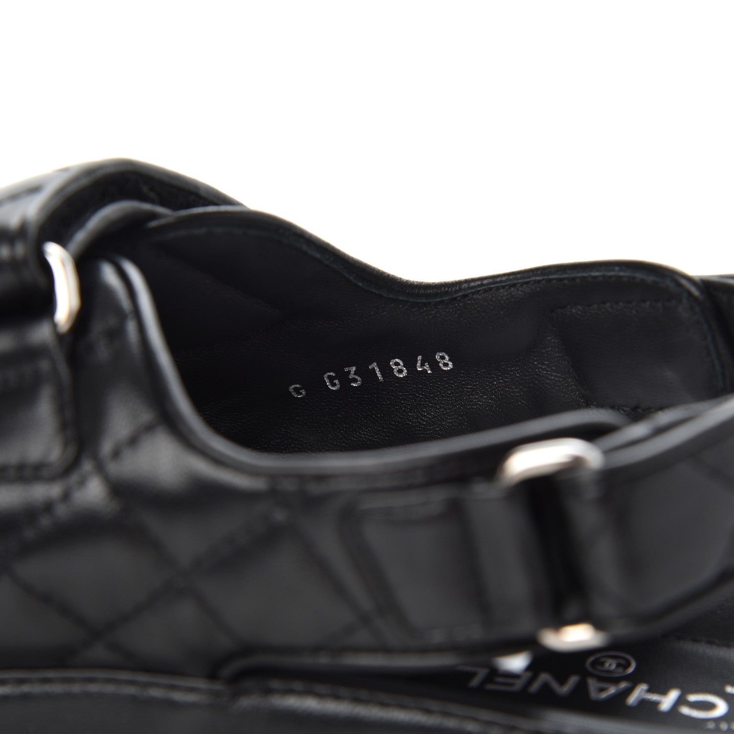Chanel Lambskin Quilted Velcro Dad Sandals 38.5 Black 8 of 9