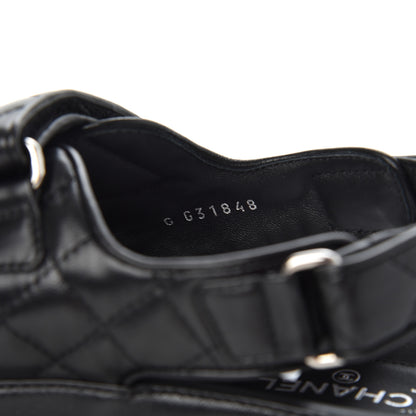 Chanel Lambskin Quilted Velcro Dad Sandals 38.5 Black 8 of 9