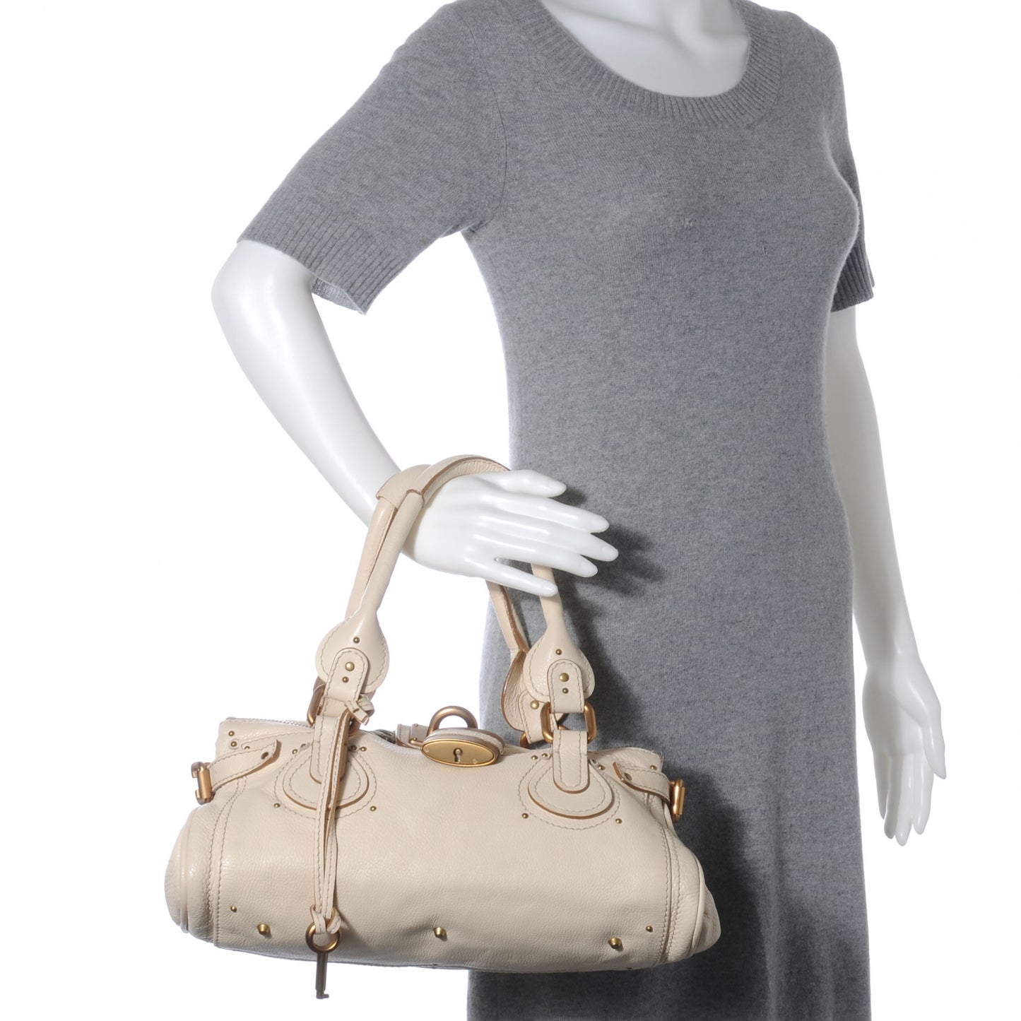 Leather Medium Paddington Satchel Ivory