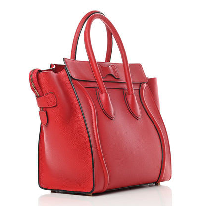 Celine Drummed Calfskin Mini Luggage Coquelicot 3 of 12