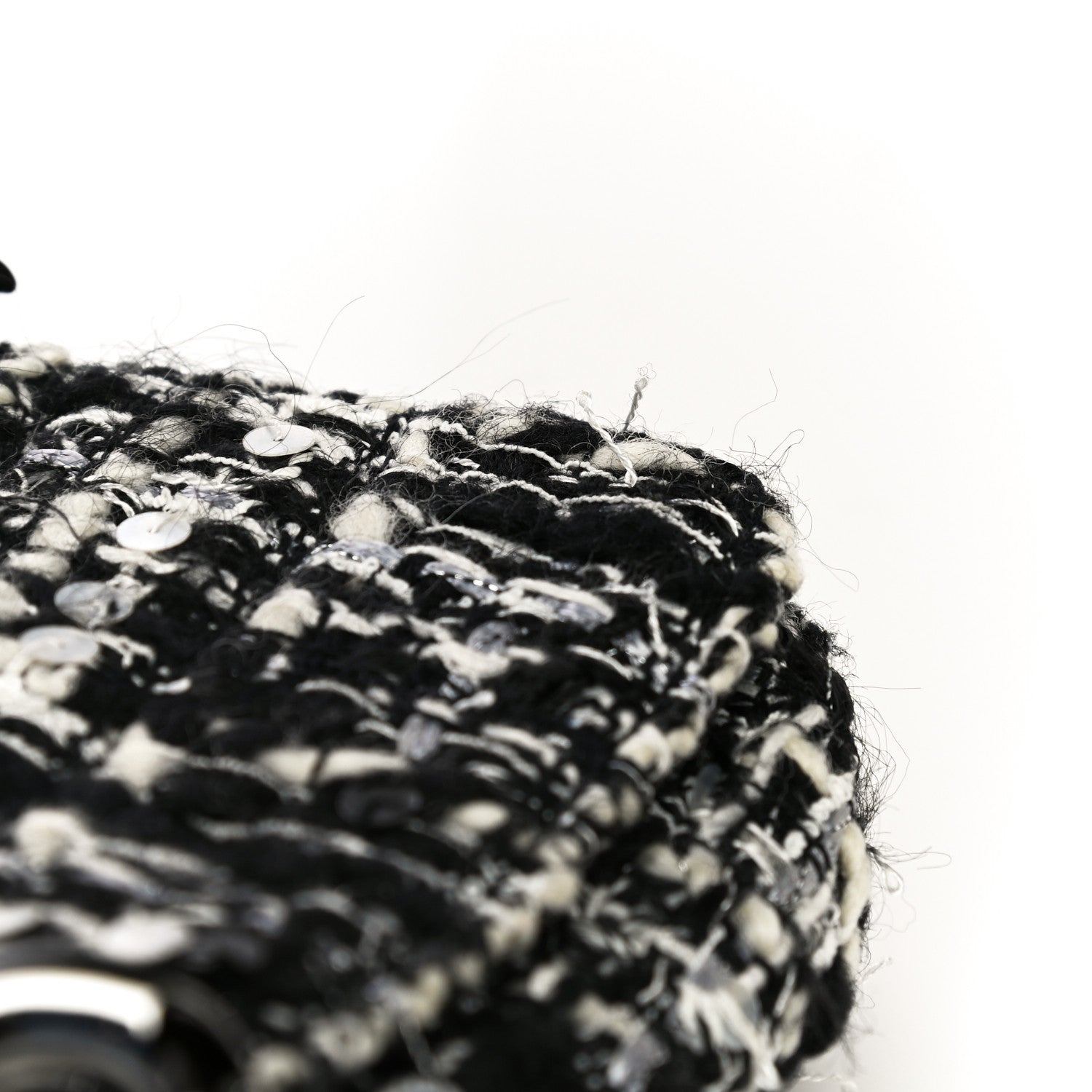 Chanel Sequin Tweed Single Flap Ecru Black 27 of 32