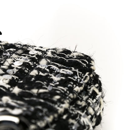 Chanel Sequin Tweed Single Flap Ecru Black 27 of 32