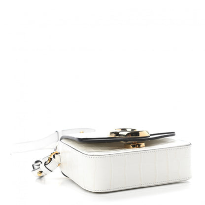 Chloe Calfskin Crocodile Embossed Mini C Double Carry Brilliant White 4 of 12