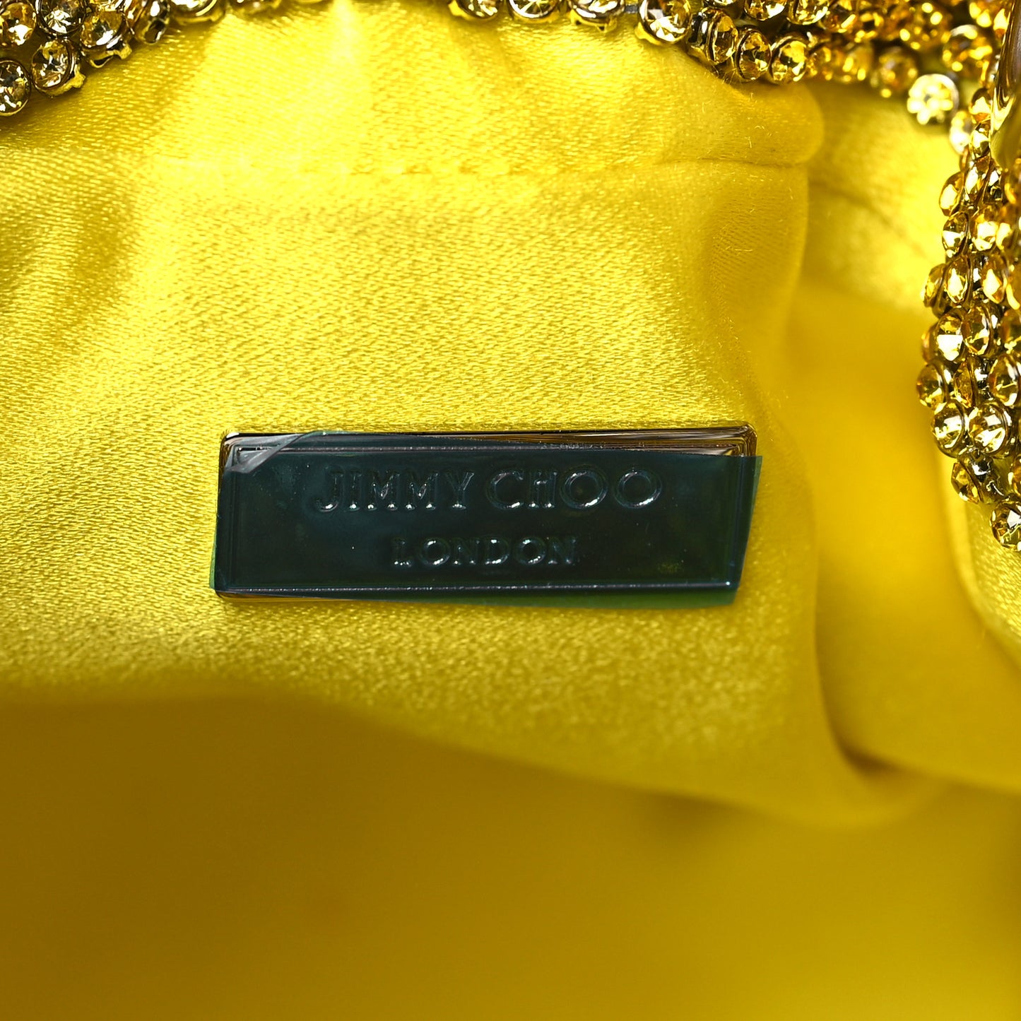 Satin Crystal Embellished Bon Bon Bag Yellow