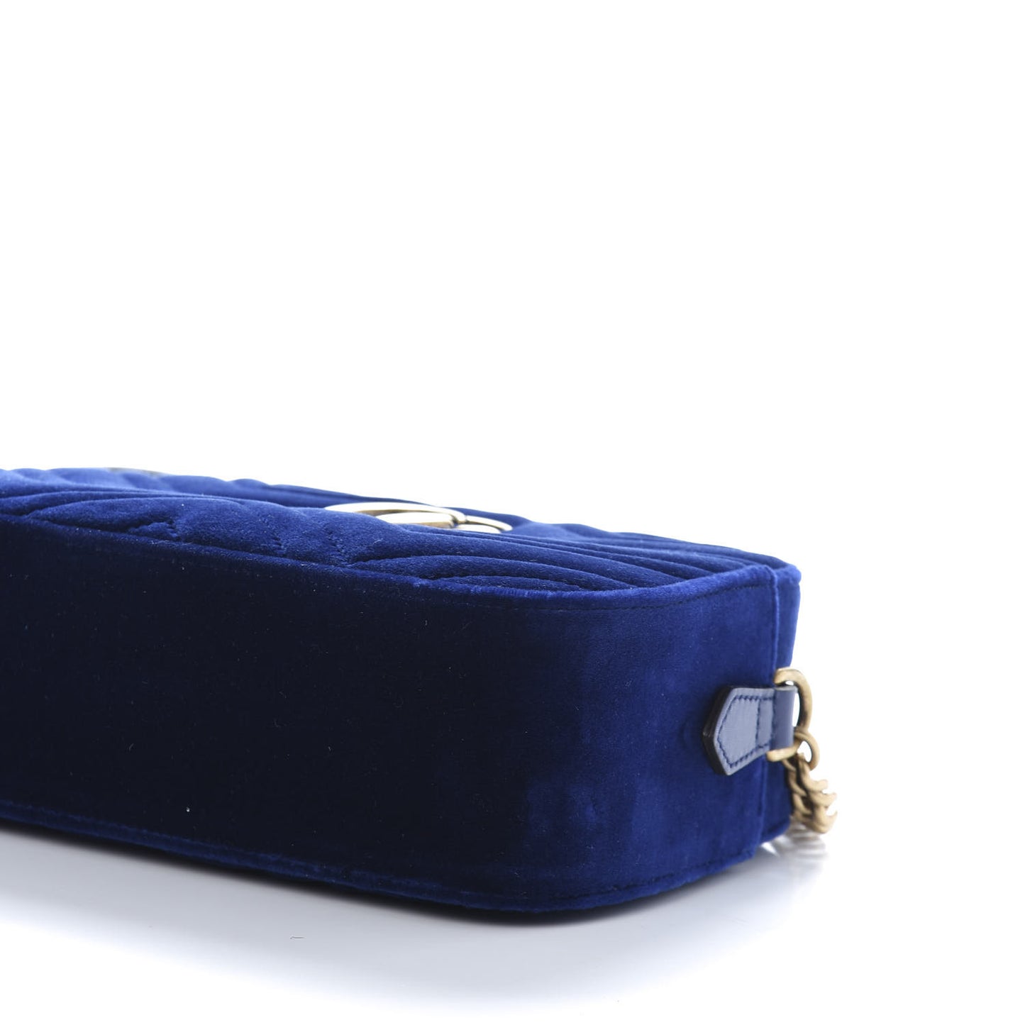 Velvet Matelasse Small GG Marmont Chain Shoulder Bag Cobalt