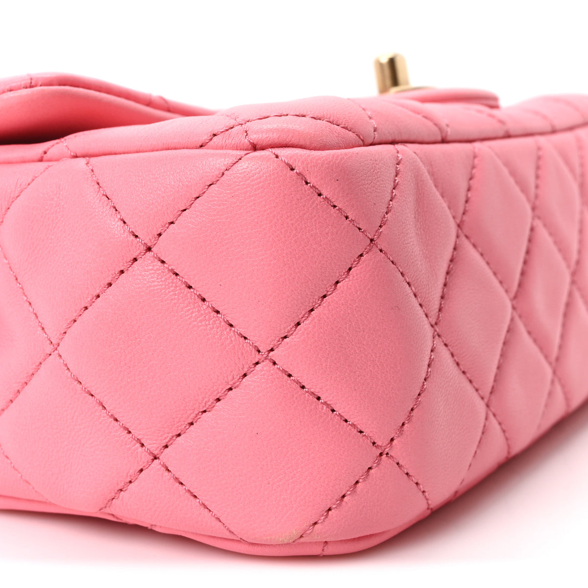Lambskin Quilted Mini Rectangular Pearl Crush Flap Pink