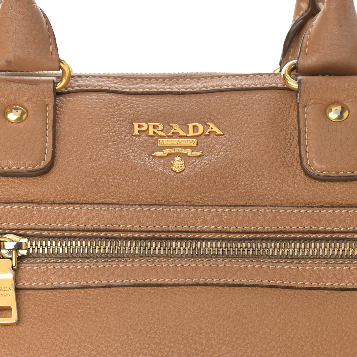 Vitello Daino Shopping Satchel Caramel