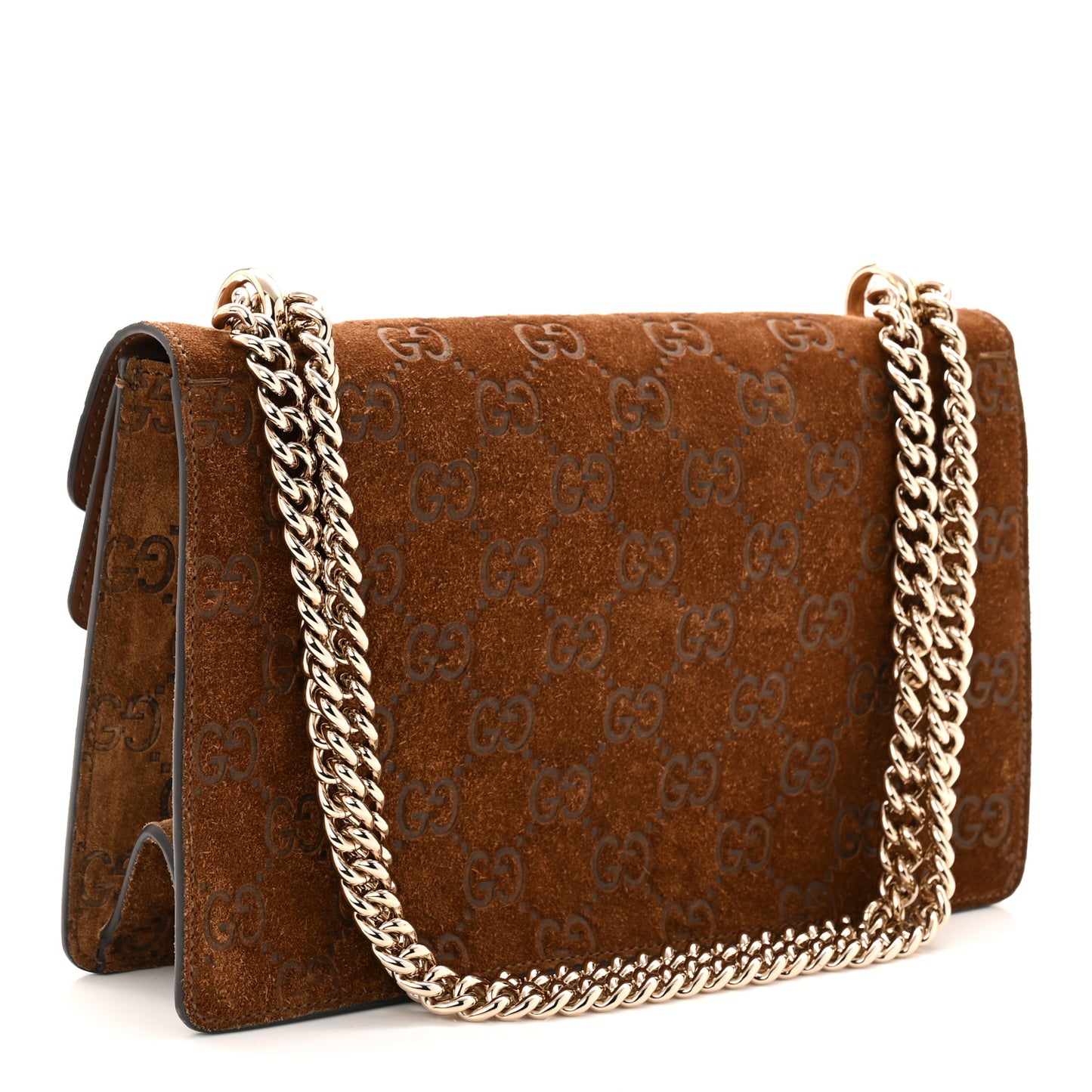 Suede Jumbo GG Debossed Small Dionysus Shoulder Bag Brown