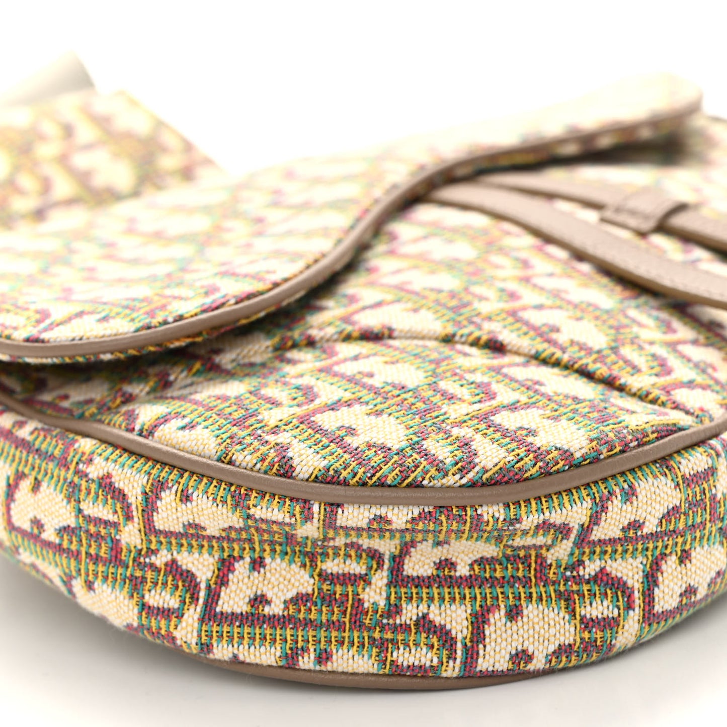 Jacquard Oblique Mens Saddle Bag Beige Multicolor