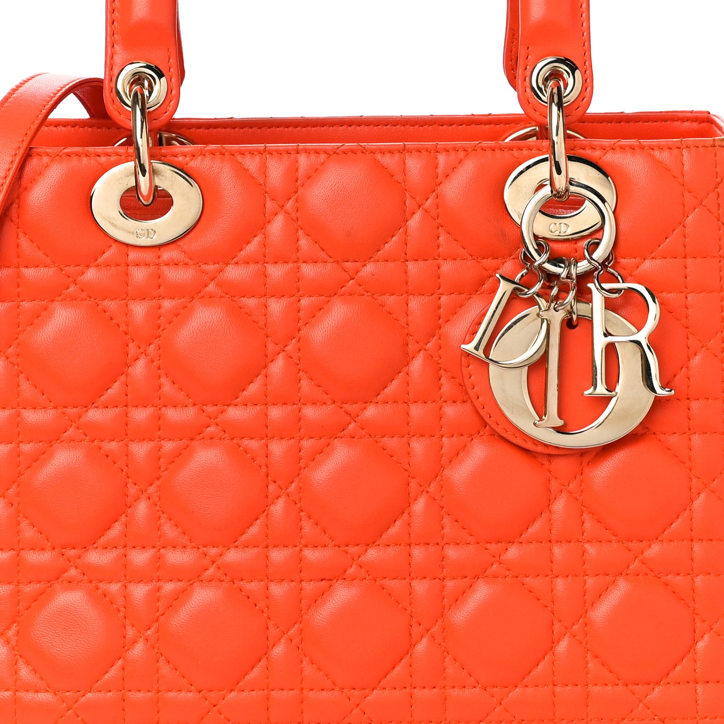 Lambskin Cannage Medium Lady Dior Orange