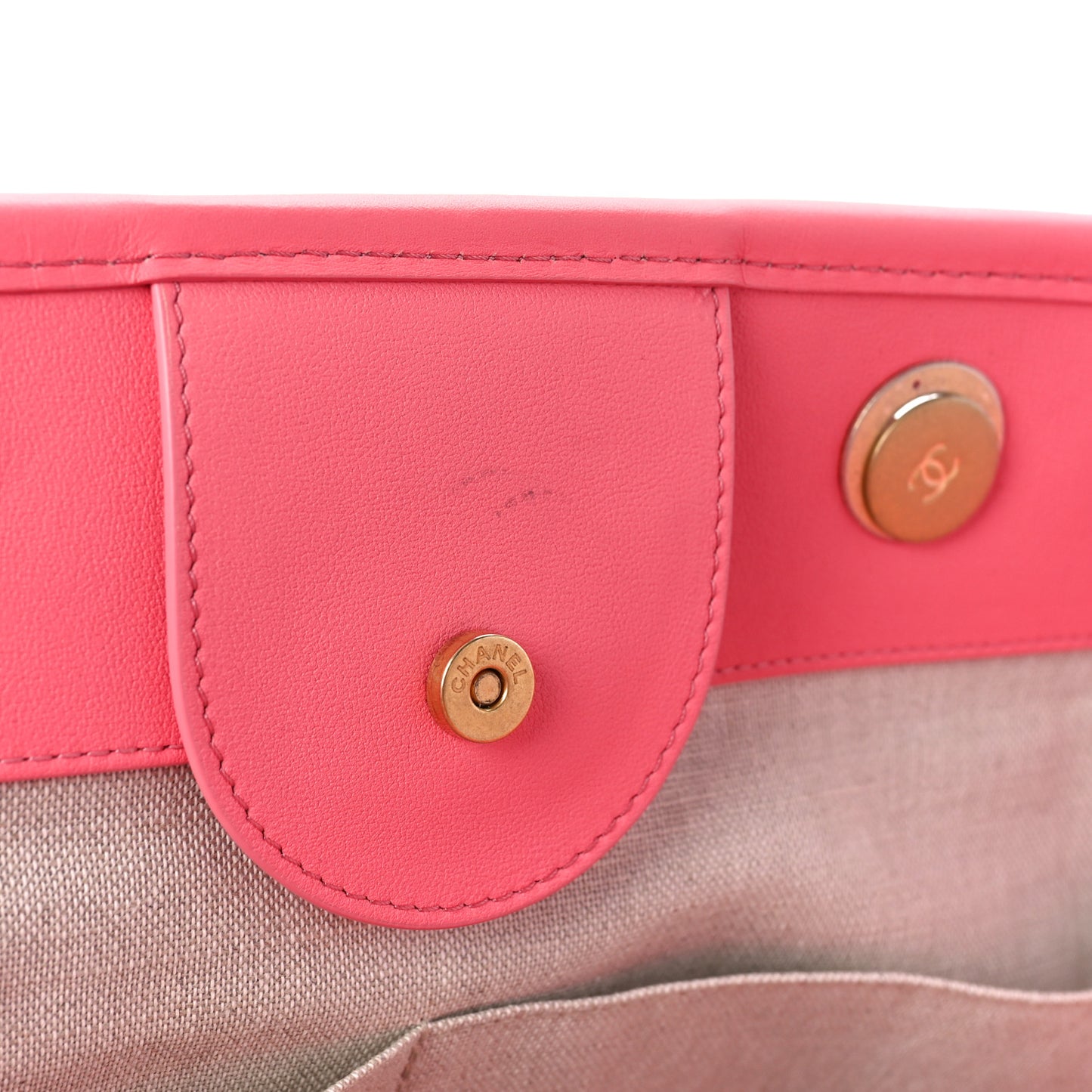Calfskin Medium Deauville Tote Coral Pink