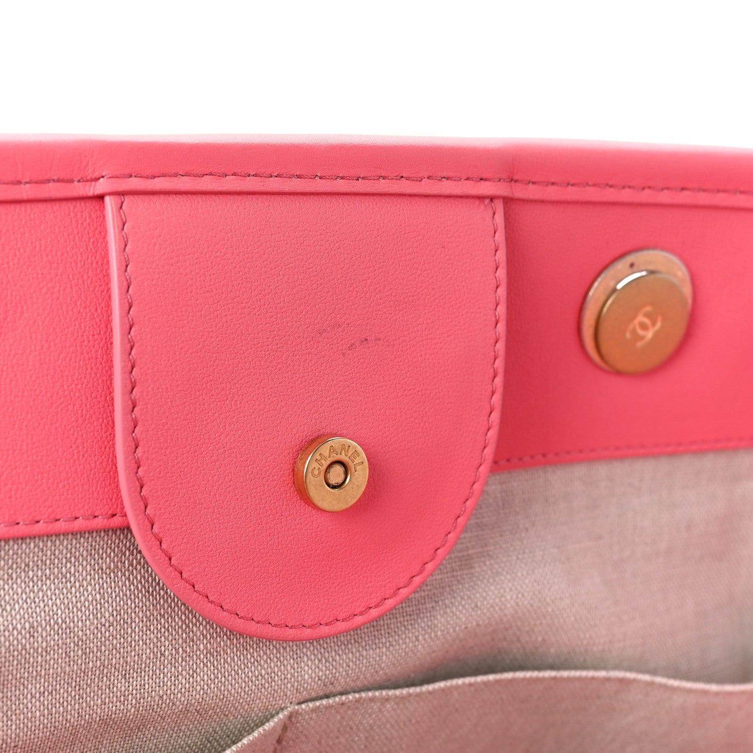 Chanel Calfskin Medium Deauville Tote Coral Pink 12 of 13