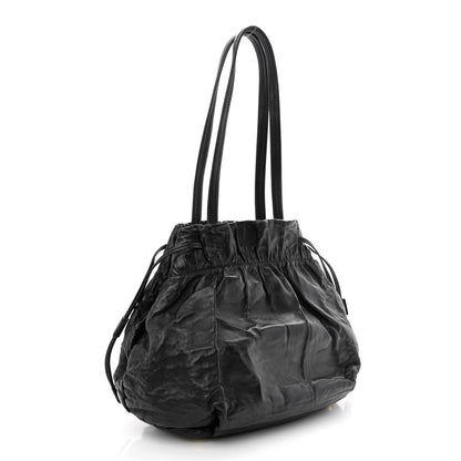 Prada Nappa Antique Drawstring Tote Black 3 of 11
