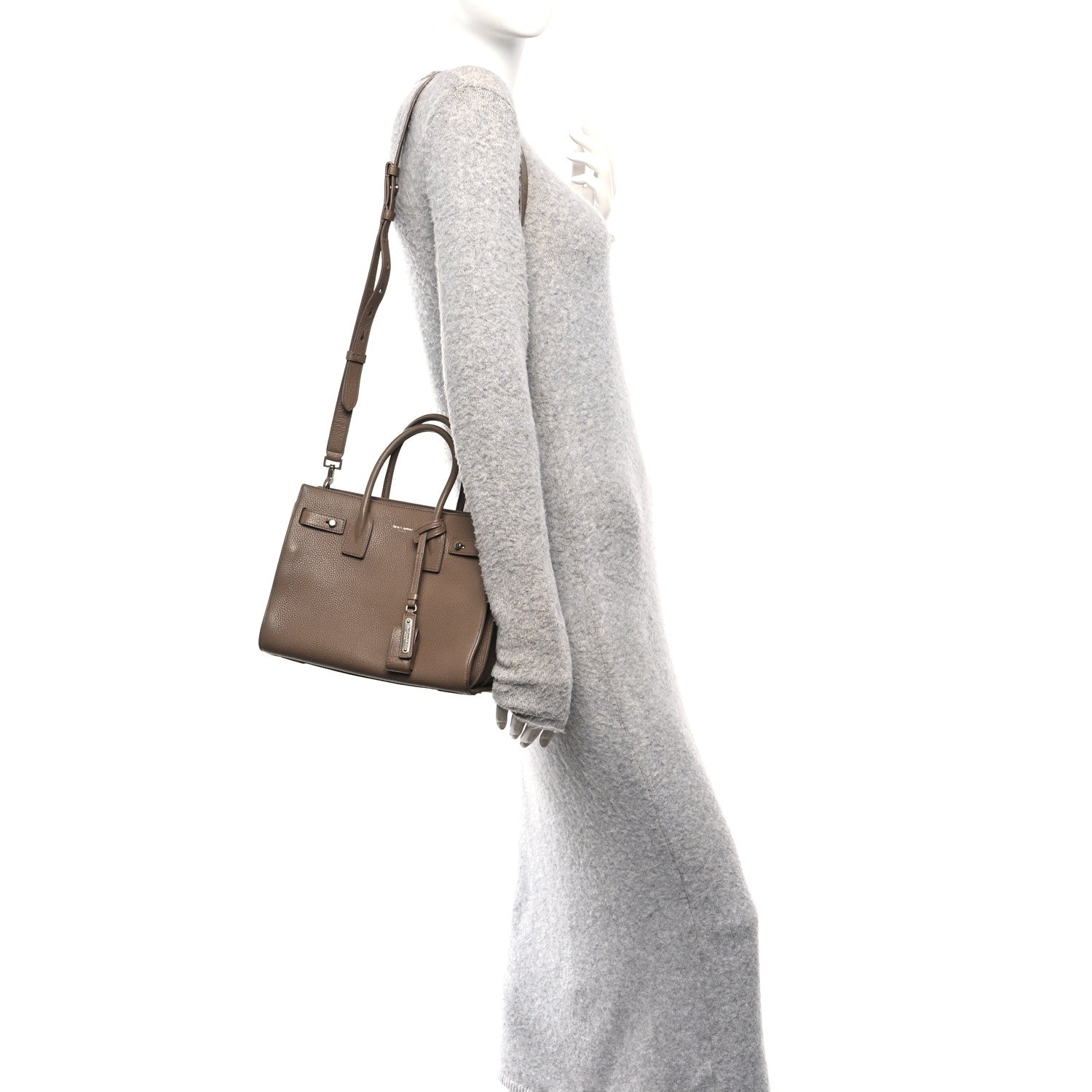 Saint Laurent Grained Calfskin Baby Sac De Jour Souple Taupe 2 of 12