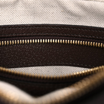 Gucci Monogram Jumbo GG Textured Dollar Calfskin Web Messenger Shoulder Bag Camel Ebony New Acero 7 of 16