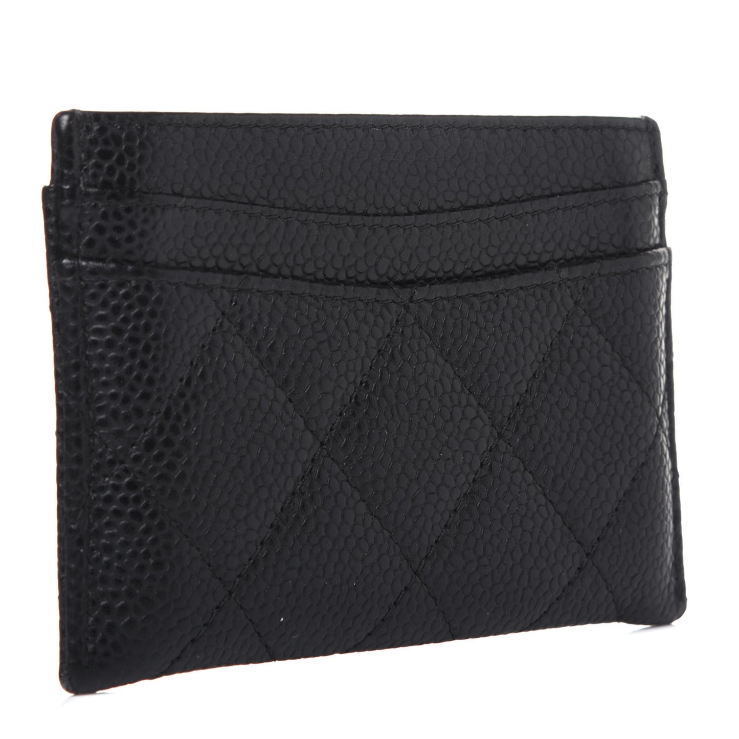 Caviar Quilted Card Holder Black