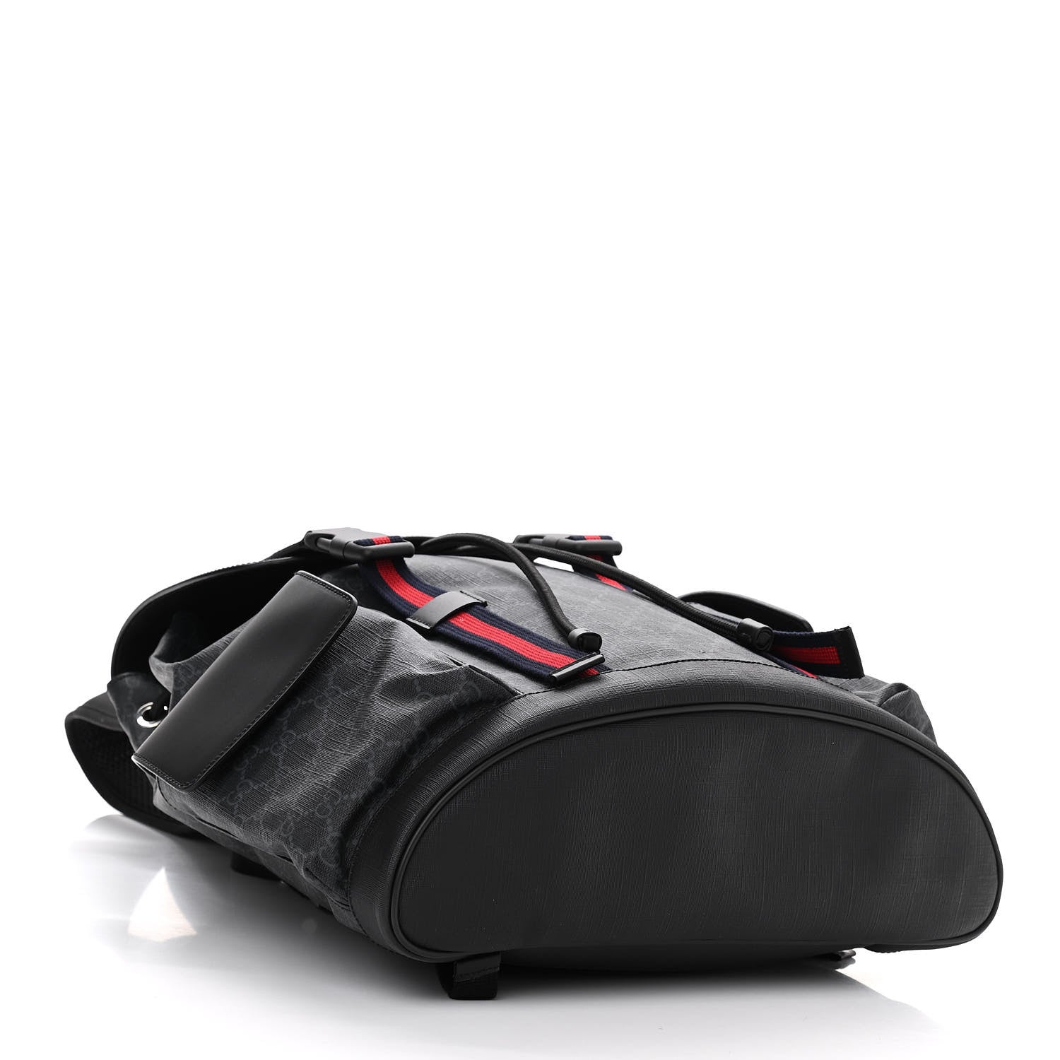 Gucci Soft GG Supreme Monogram Appia Calfskin Web Double Buckle Backpack Black 4 of 12