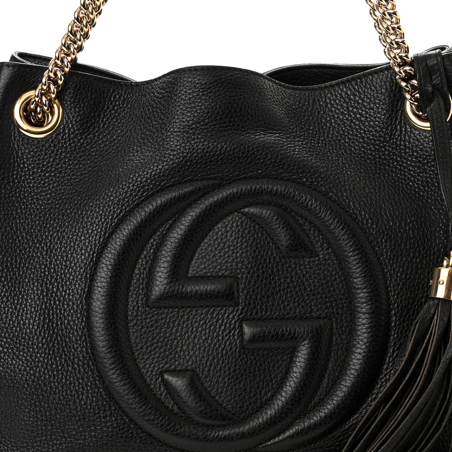 Pebbled Calfskin Medium Soho Chain Shoulder Bag Black