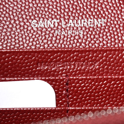 Saint Laurent Grain De Poudre Matelasse Chevron Monogram Chain Wallet Palissandre 9 of 12