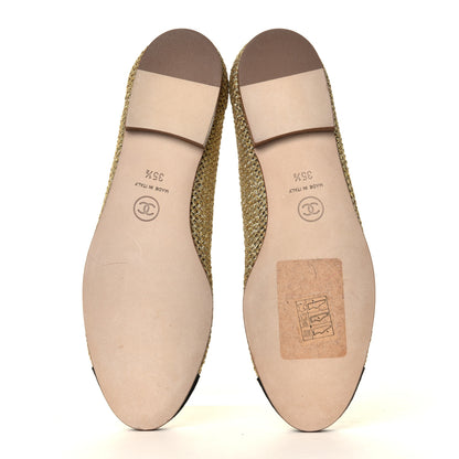 Chanel Fabric Grosgrain Cap CC Ballerina Flats 35.5 Black Gold 6 of 6