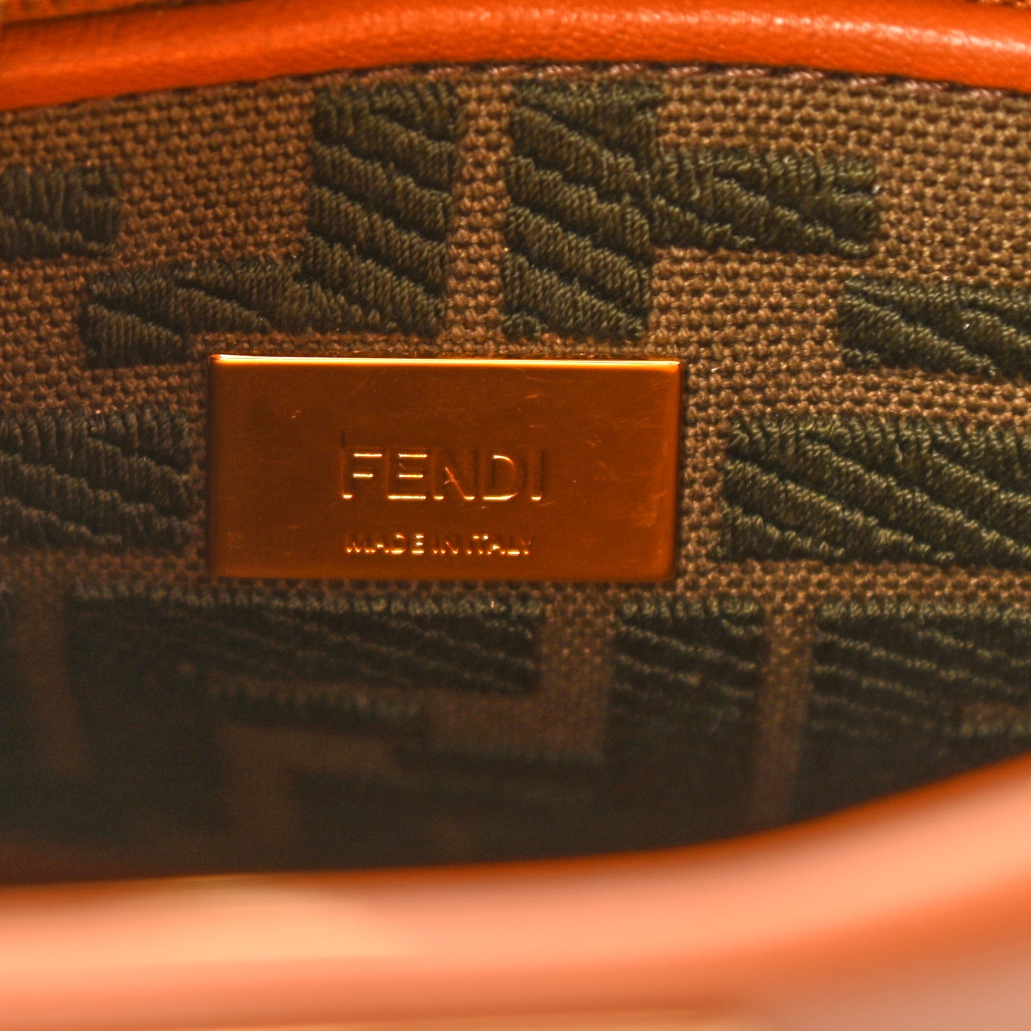 Fendi Vitello Seta Canvas FF Embroidered Mini Peekaboo Iconic Satchel Brandy Amazzonia 6 of 7