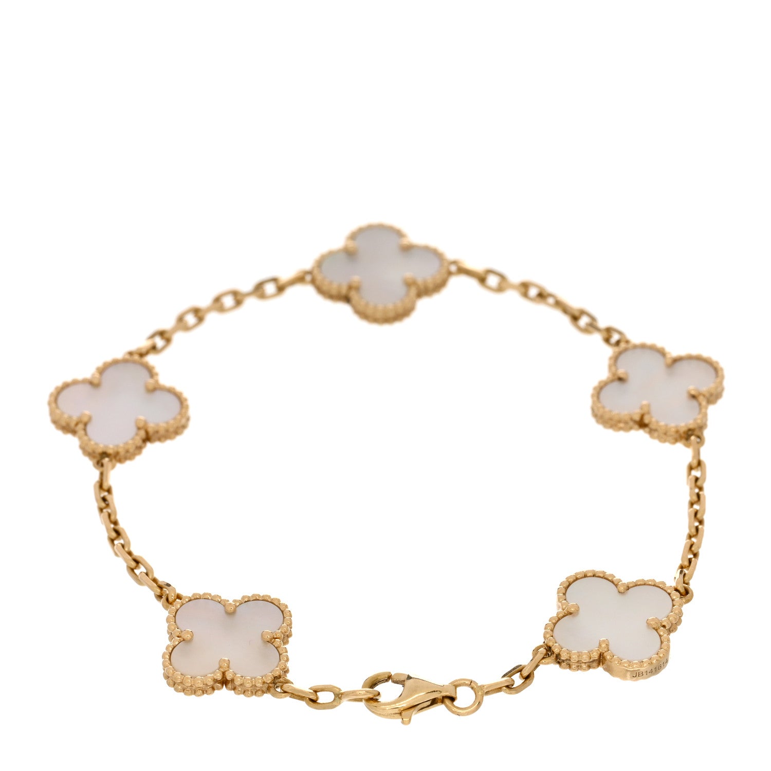 Van Cleef & Arpels 18K Yellow Gold Mother of Pearl 5 Motifs Vintage Alhambra Bracelet 2 of 4