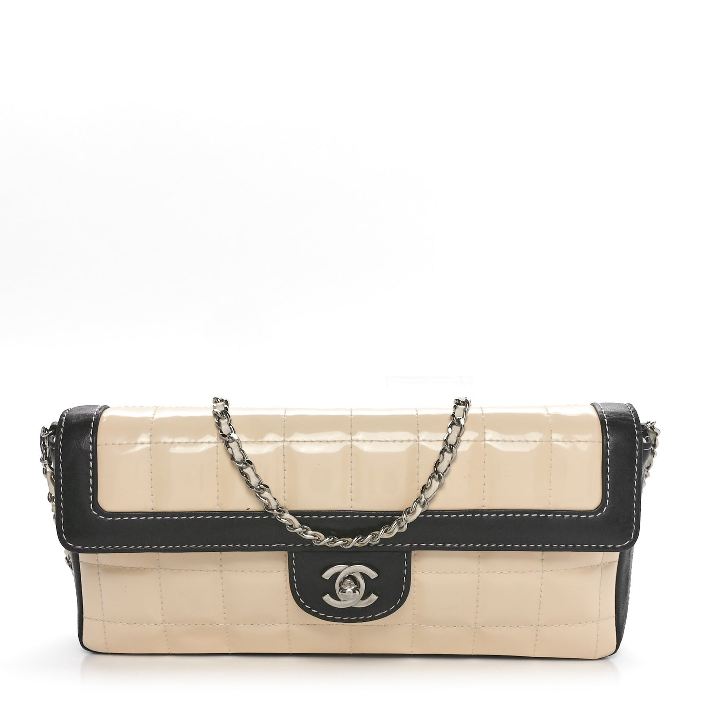 Patent East West Chocolate Bar Flap White Black