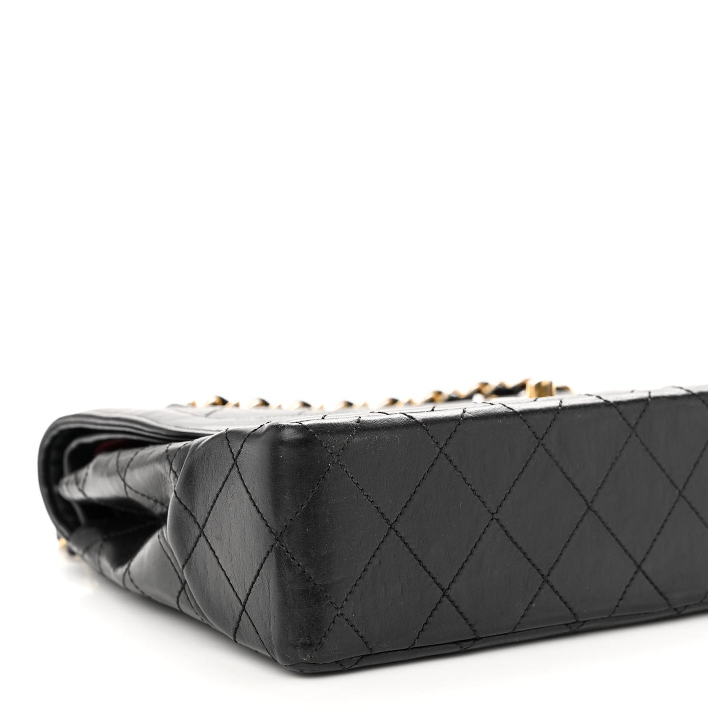Lambskin Quilted Medium Double Flap Bag Black