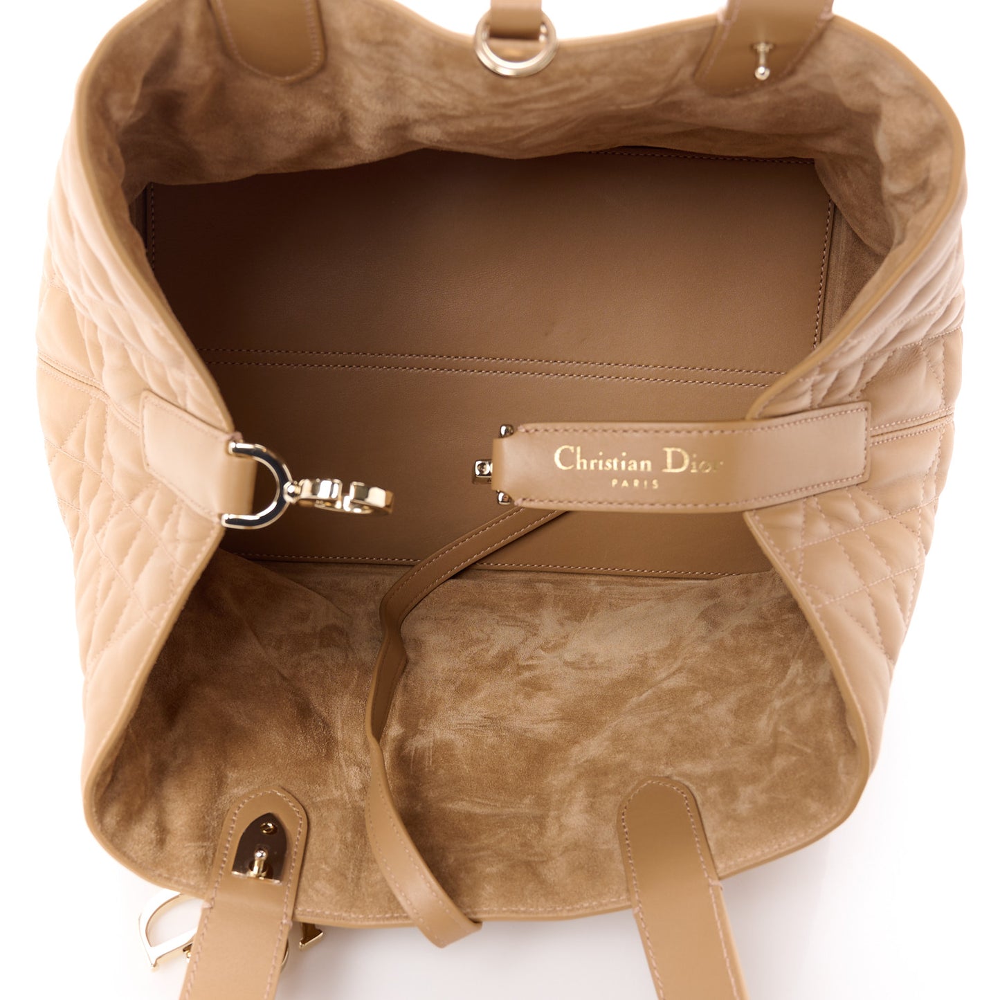 CHRISTIAN DIOR Calfskin Macrocannage Medium Toujours Tan