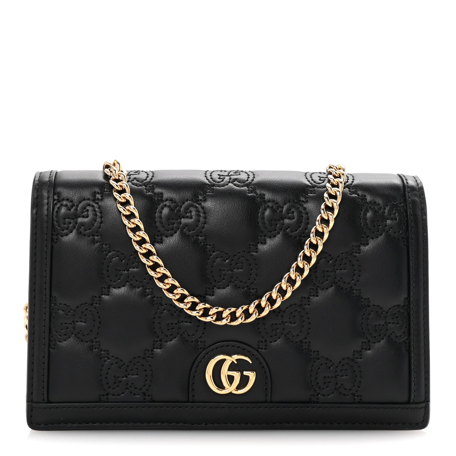 Gucci Calfskin GG Matelasse Chain Wallet Black 1 of 9