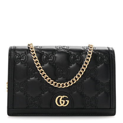 Gucci Calfskin GG Matelasse Chain Wallet Black 1 of 9