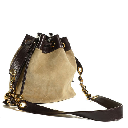 Chanel Calfskin Suede Drawstring Shoulder Bag Beige 3 of 7