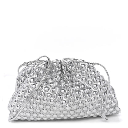 Bottega Veneta Metallic Fabric Bubble Wrap The Mini Pouch Silver 1 of 9