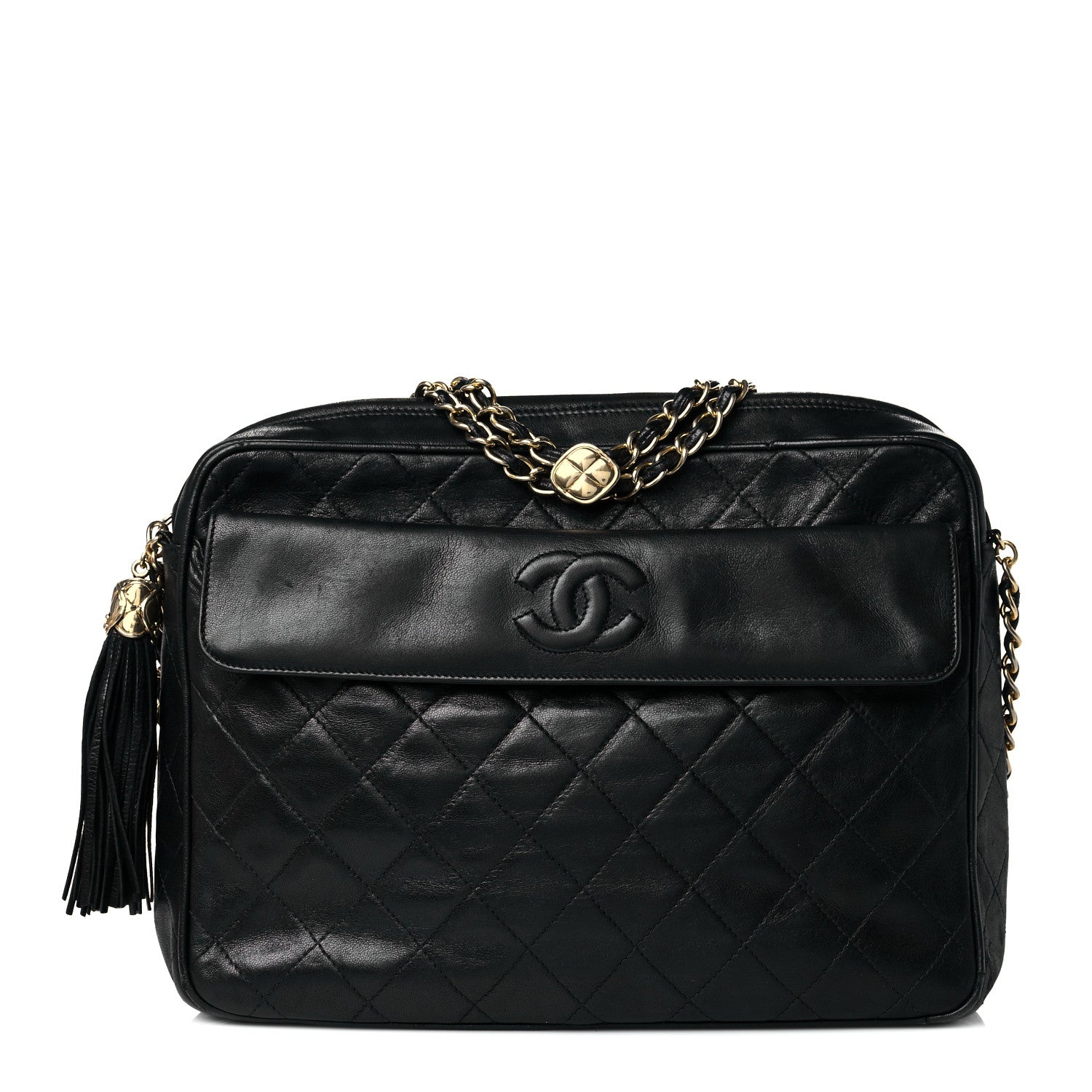 Chanel Lambskin Quilted CC Tassel Camera Case Black 1 of 10
